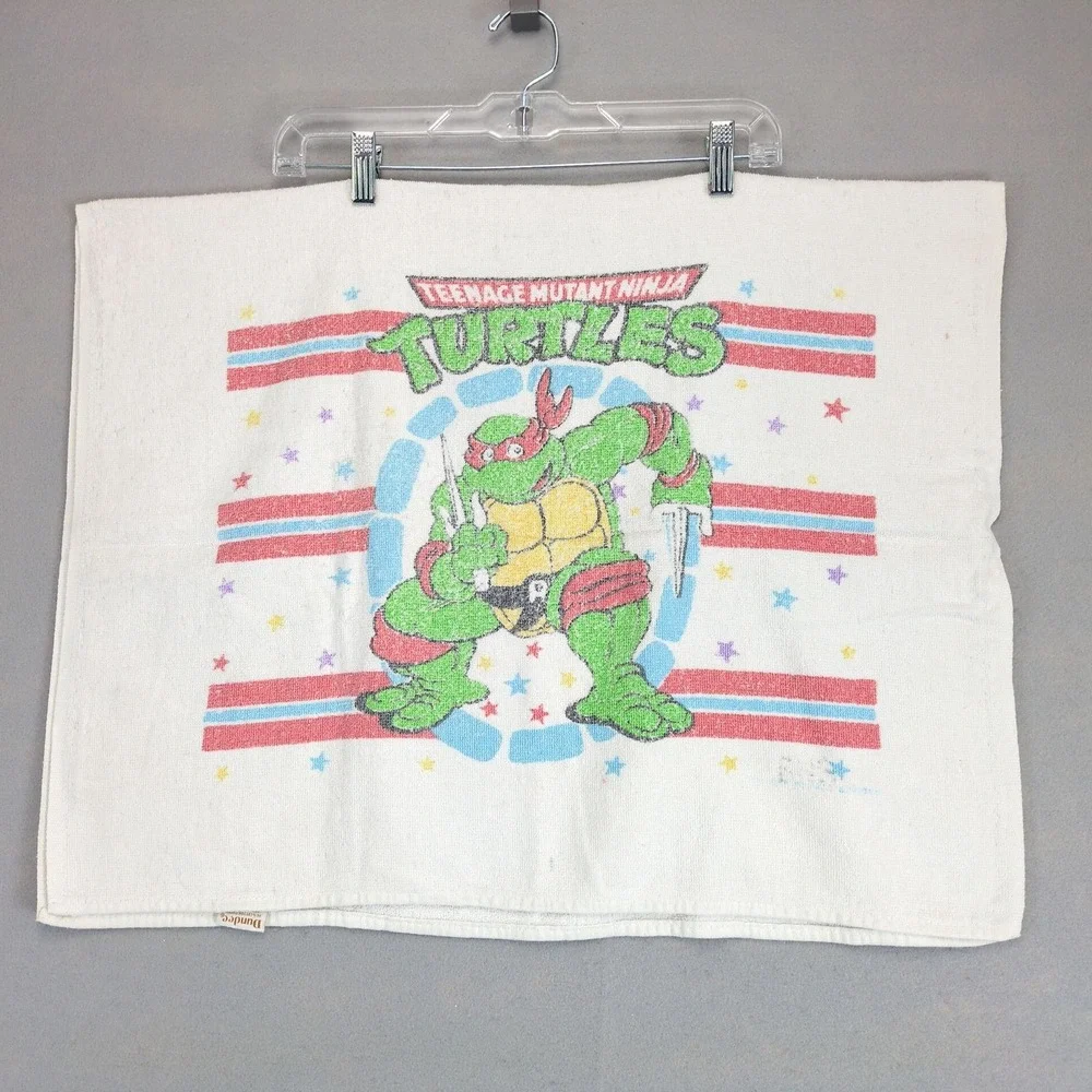Vintage 1989-90s Dundee TMNT Kids Bath Towel Raphael USA Made 40x26